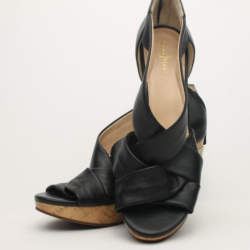 Cole Haan Crisscross Black Wedge Espadrille Sandle size 11B Like New - Picture 9 of 16